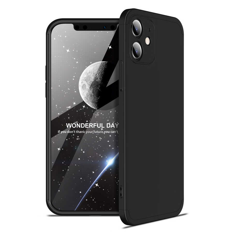 iPhone Uyumlu 12 Kılıf Zore Ays Kapak-Siyah