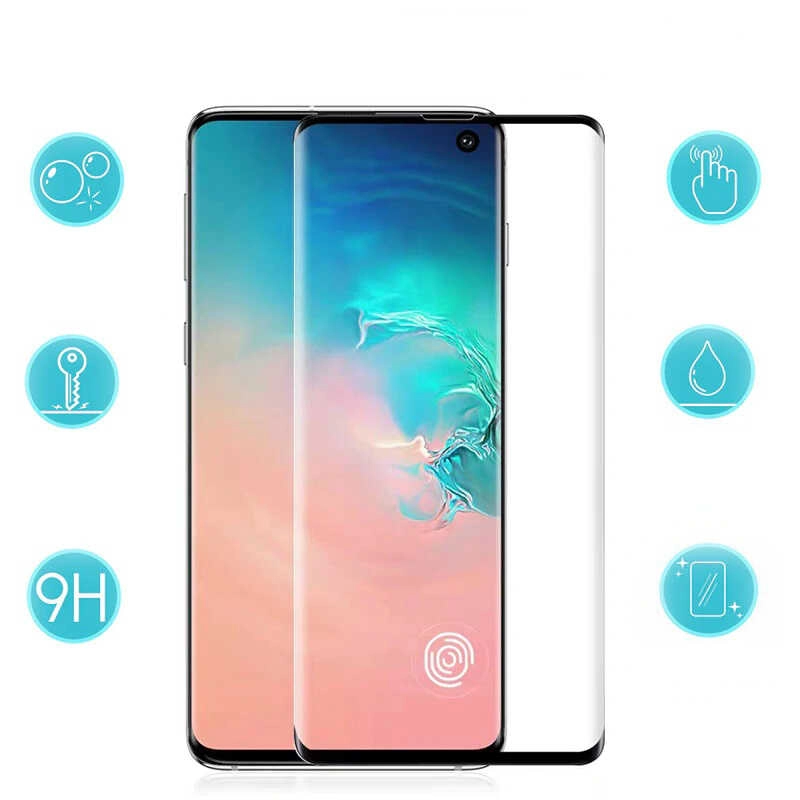 Galaxy Uyumlu S10 Plus Zore Kavisli Full Yapışkanlı Cam Ekran Koruyucu