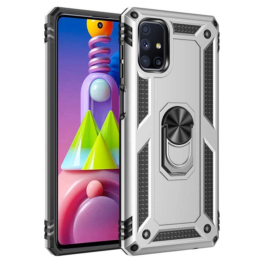 Galaxy Uyumlu M51 Kılıf Zore Vega Kapak-Gri