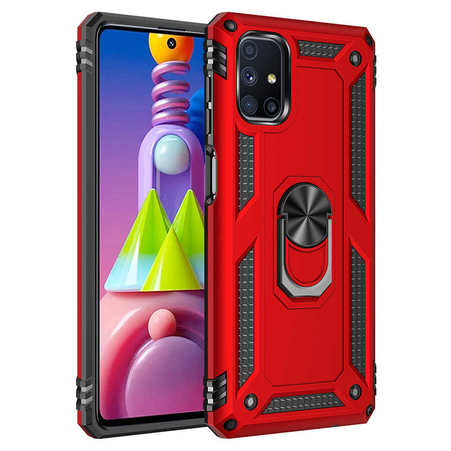 Galaxy Uyumlu M51 Kılıf Zore Vega Kapak-Kırmızı