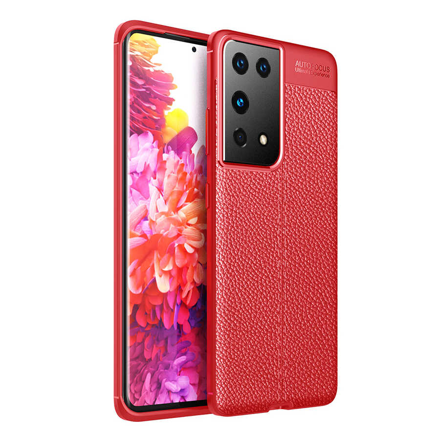 Galaxy Uyumlu S21 Ultra Kılıf Zore Niss Silikon Kapak-Kırmızı