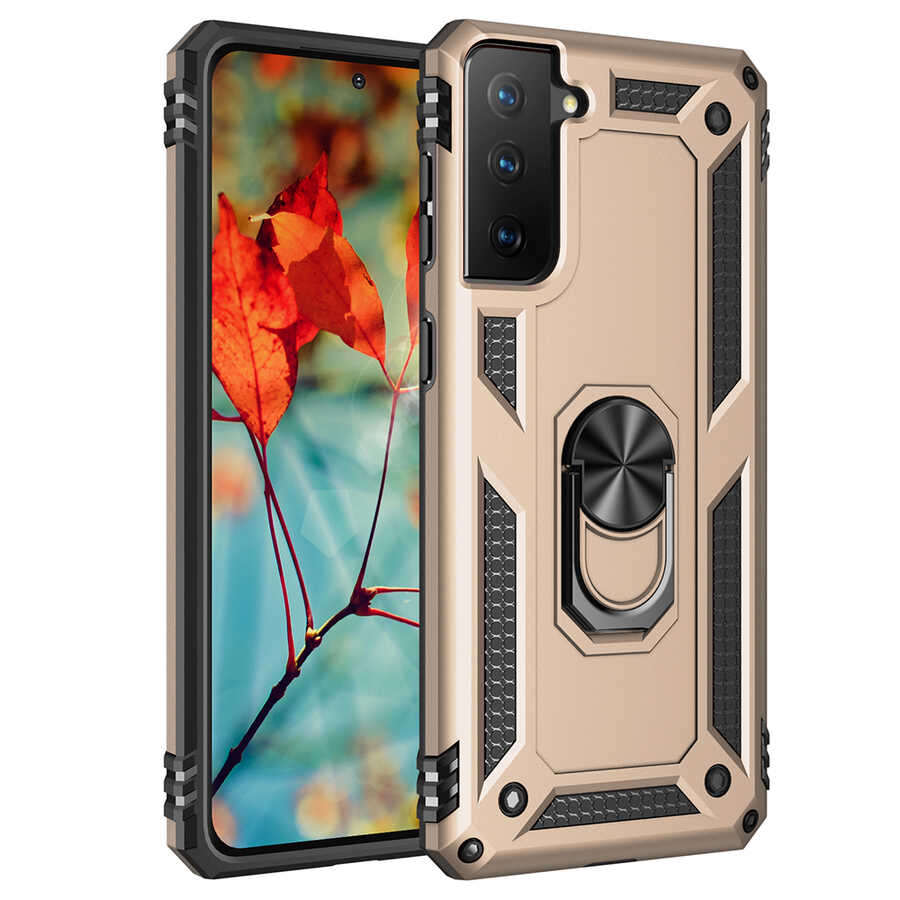 Galaxy Uyumlu S21 Kılıf Zore Vega Kapak-Gold