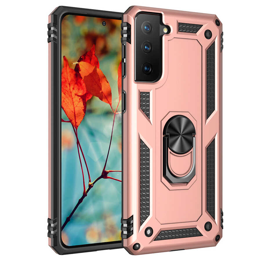 Galaxy Uyumlu S21 Kılıf Zore Vega Kapak-Rose gold