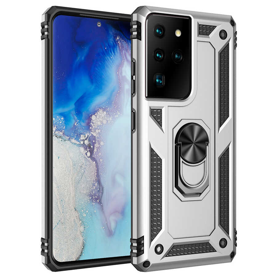 Galaxy Uyumlu S21 Ultra Kılıf Zore Vega Kapak-Gri