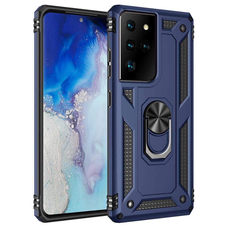 Galaxy Uyumlu S21 Ultra Kılıf Zore Vega Kapak-Mavi