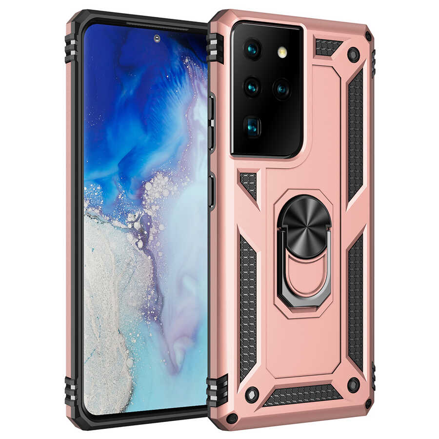 Galaxy Uyumlu S21 Ultra Kılıf Zore Vega Kapak-Rose gold