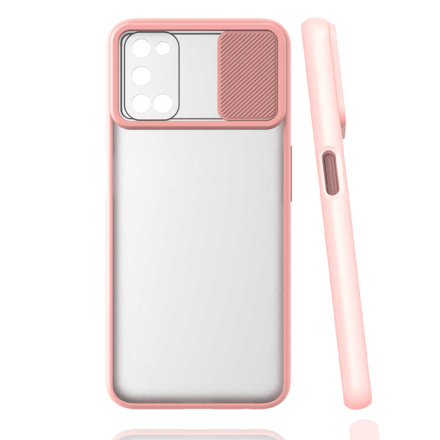 Oppo A92 Kılıf Zore Lensi Kapak-Pembe açık