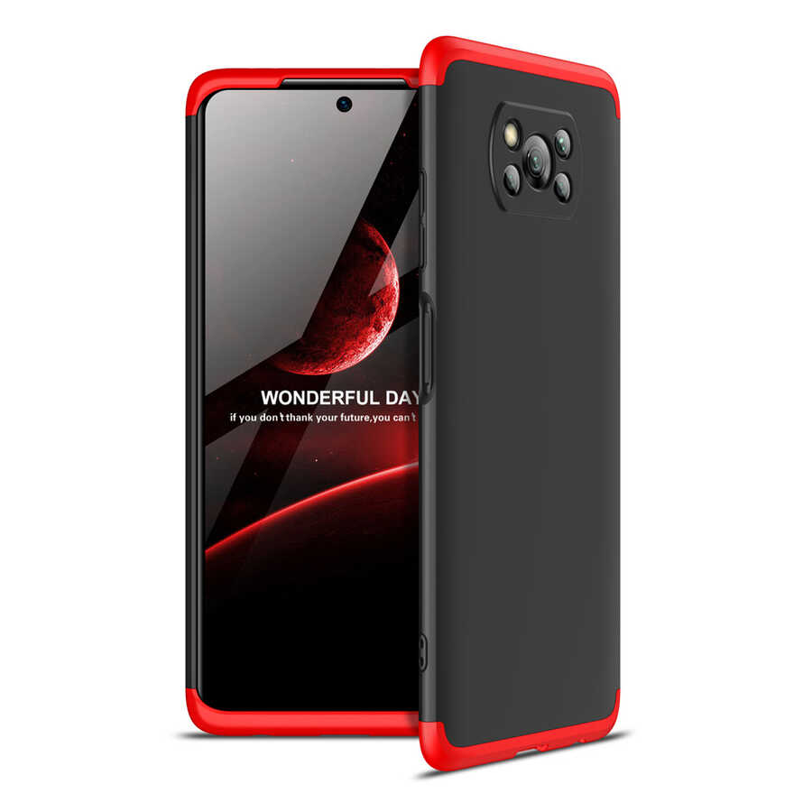 Xiaomi Uyumlu  Poco X3 Kılıf Zore Ays Kapak-Siyah-kırmızı