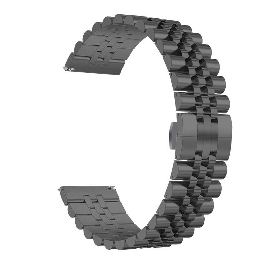 Xiaomi Uyumlu  Amazfit Pace KRD-36 22mm Metal Kordon-Siyah
