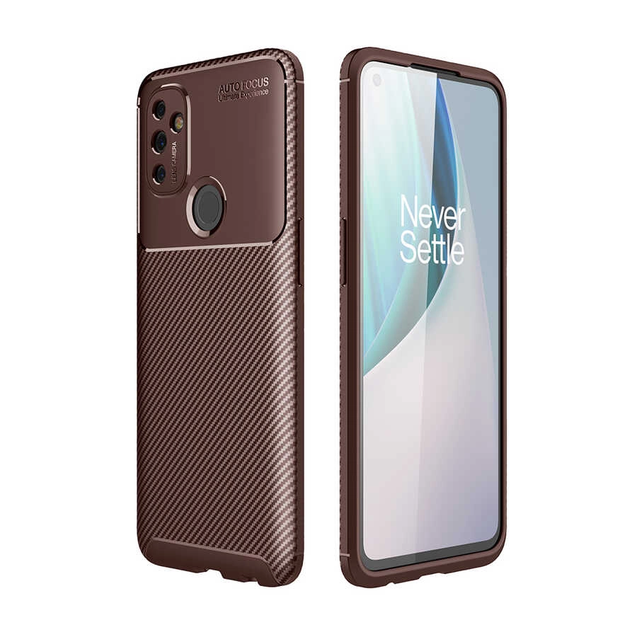 One Plus Nord N100 Kılıf Zore Negro Silikon Kapak-Kahverengi