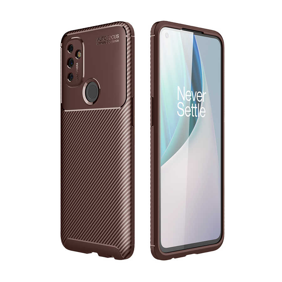 One Plus Nord N100 Kılıf Zore Negro Silikon Kapak-Kahverengi