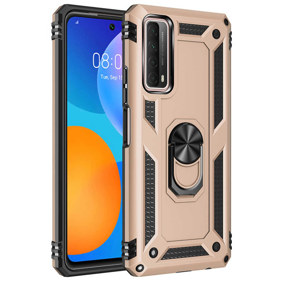 Huawei Uyumlu P Smart 2021 Kılıf Zore Vega Kapak-Gold