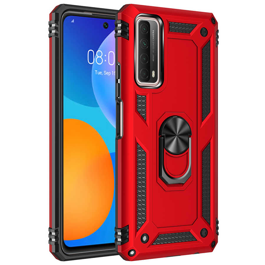 Huawei Uyumlu P Smart 2021 Kılıf Zore Vega Kapak-Kırmızı