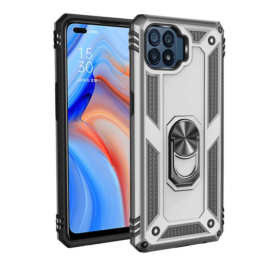 Oppo Reno 4 Lite Kılıf Zore Vega Kapak-Gri