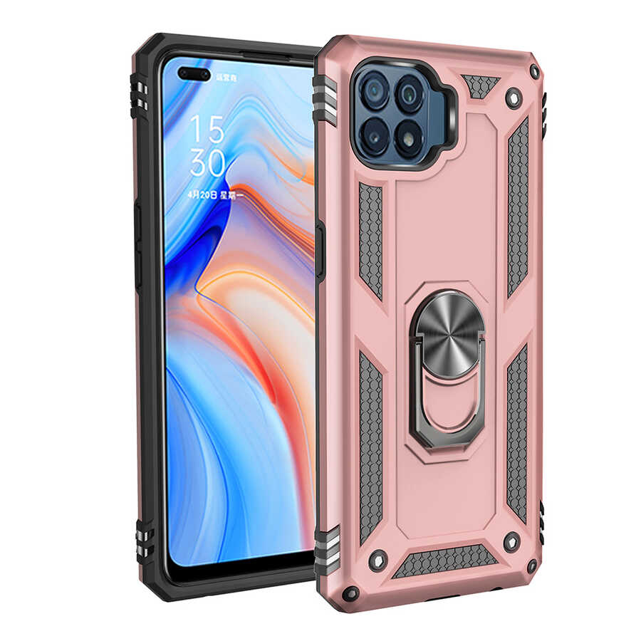 Oppo Reno 4 Lite Kılıf Zore Vega Kapak-Rose gold