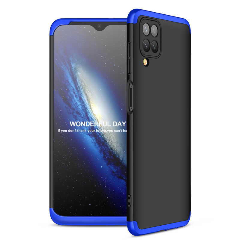 Galaxy Uyumlu A12 Kılıf Zore Ays Kapak-Siyah-mavi