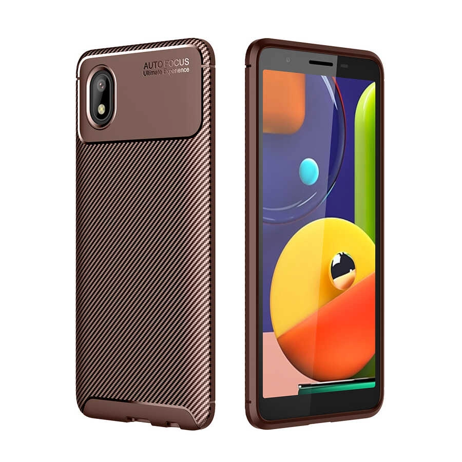 Galaxy Uyumlu A01 Core Kılıf Zore Negro Silikon Kapak-Kahverengi