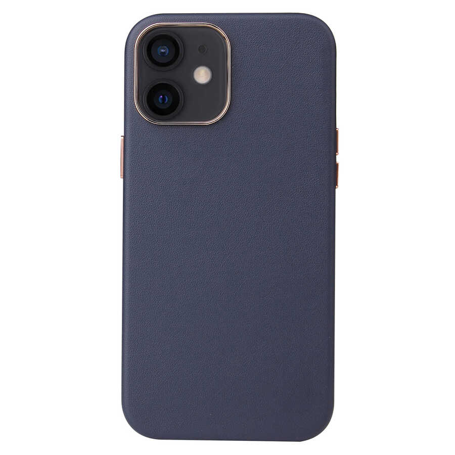 iPhone Uyumlu 12 Mini Kılıf Zore Leathersafe Wireless Kapak-Lacivert