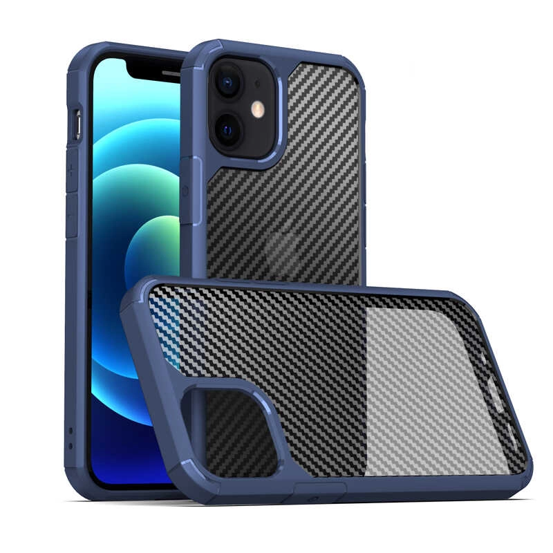 iPhone Uyumlu 12 Pro Kılıf Zore İnoks Kapak-Mavi