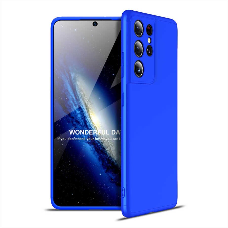 Galaxy Uyumlu S21 Ultra Kılıf Zore Ays Kapak-Mavi