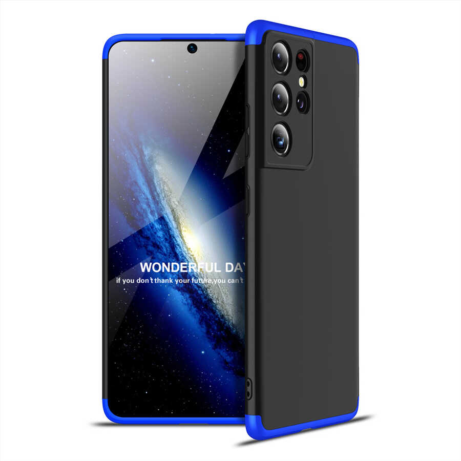 Galaxy Uyumlu S21 Ultra Kılıf Zore Ays Kapak-Siyah-mavi