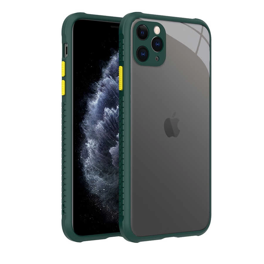 iPhone Uyumlu 11 Pro Max Kılıf ​​Zore Kaff Kapak-Koyu yeşil