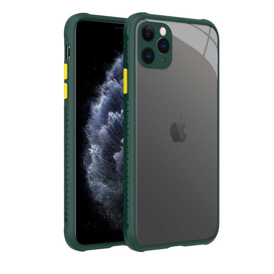 iPhone Uyumlu 11 Pro Max Kılıf ​​Zore Kaff Kapak-Koyu yeşil