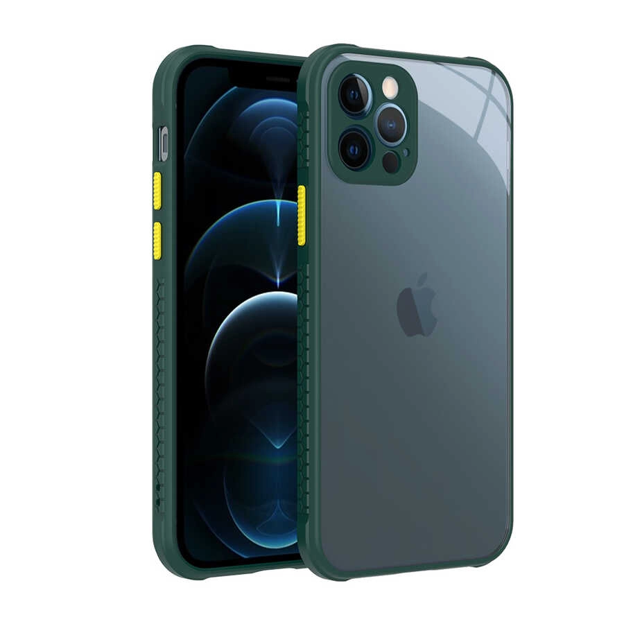 iPhone Uyumlu 12 Pro Kılıf ​​Zore Kaff Kapak-Koyu yeşil