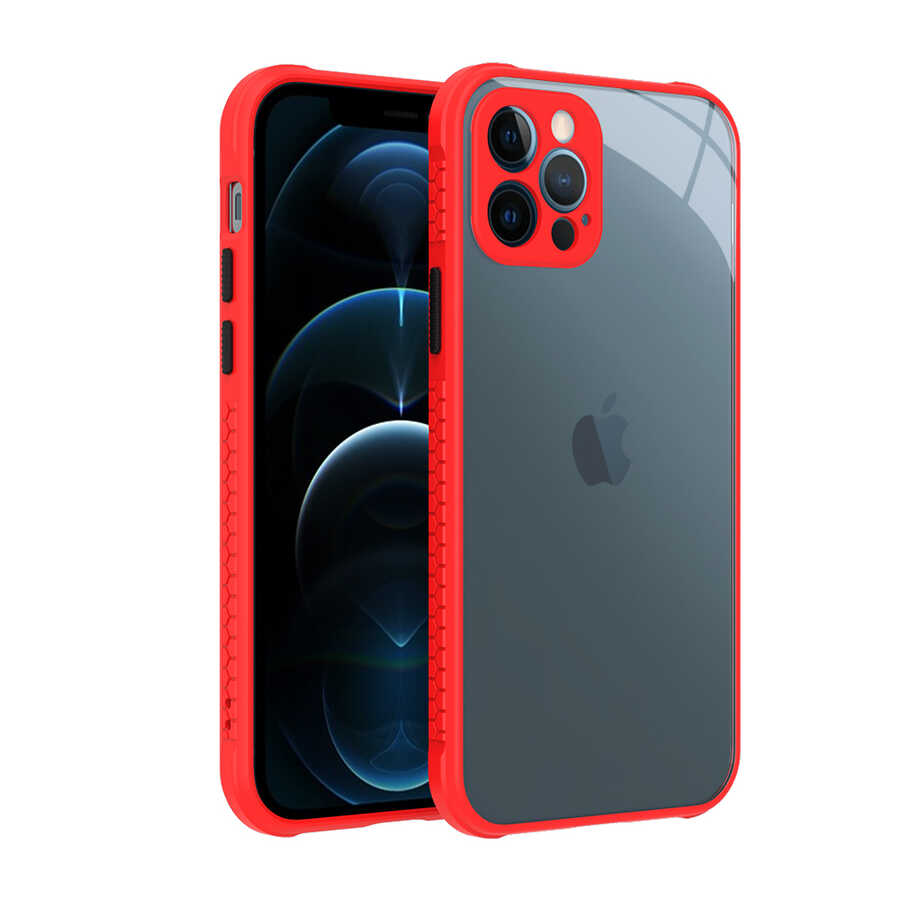 iPhone Uyumlu 12 Pro Kılıf ​​Zore Kaff Kapak-Kırmızı