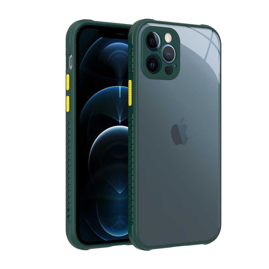 iPhone Uyumlu 12 Pro Kılıf ​​Zore Kaff Kapak-Koyu yeşil