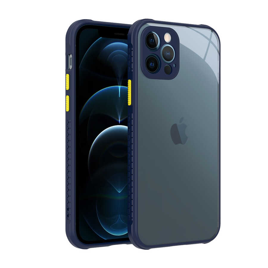 iPhone Uyumlu 12 Pro Kılıf ​​Zore Kaff Kapak-Lacivert