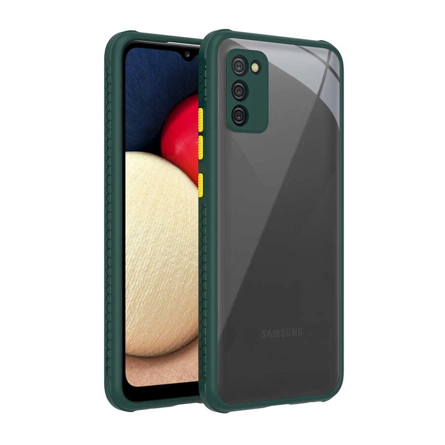 Galaxy Uyumlu A02S Kılıf ​​Zore Kaff Kapak-Koyu yeşil