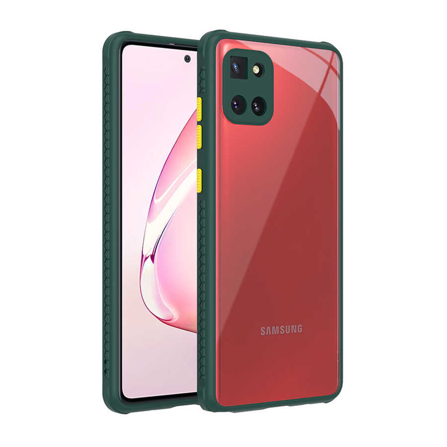 Galaxy Uyumlu A81 (Note 10 Lite) Kılıf ​​Zore Kaff Kapak-Koyu yeşil