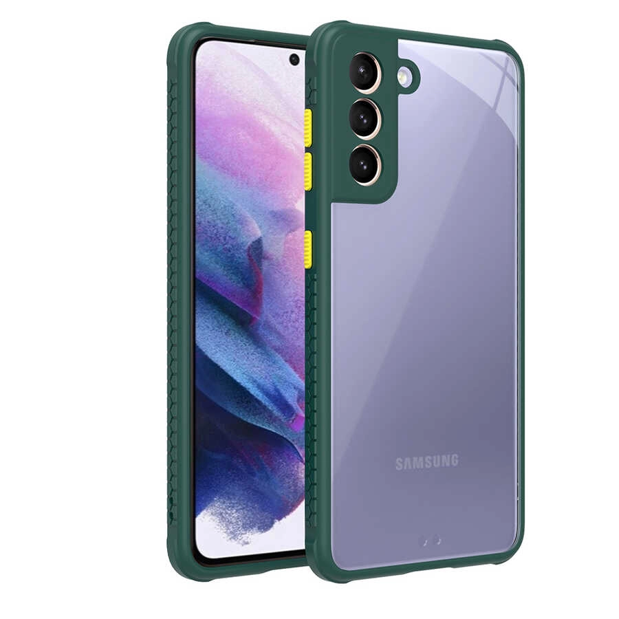 Galaxy Uyumlu S21 Kılıf ​​Zore Kaff Kapak-Koyu yeşil