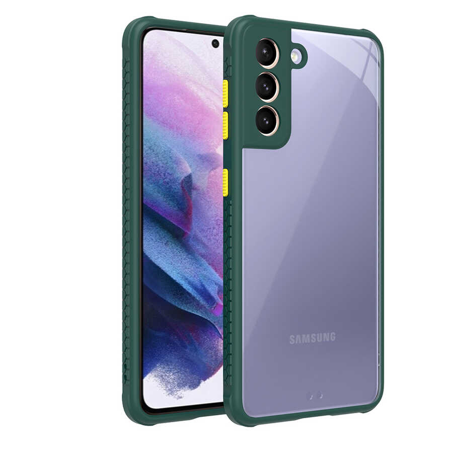 Galaxy Uyumlu S21 Kılıf ​​Zore Kaff Kapak-Koyu yeşil