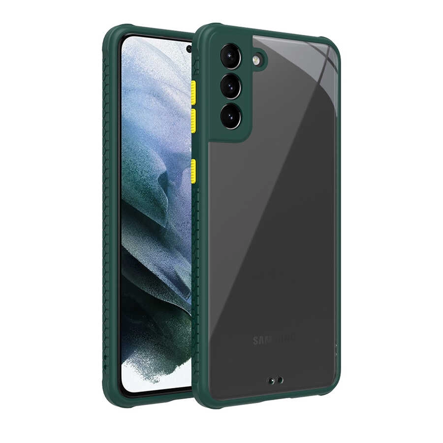 Galaxy Uyumlu S21 Plus Kılıf ​​Zore Kaff Kapak-Koyu yeşil
