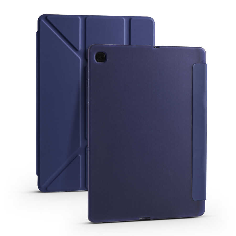 Galaxy Uyumlu Tab A7 10.4 T500 2020 Kılıf Zore Tri Folding Kalem Bölmeli Standlı Kılıf-Lacivert
