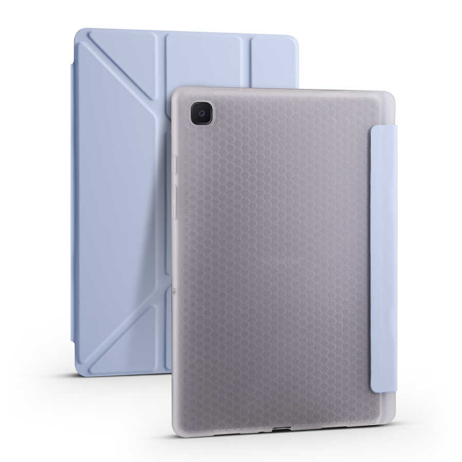 Galaxy Uyumlu Tab A7 10.4 T500 2020 Kılıf Zore Tri Folding Kalem Bölmeli Standlı Kılıf-Mavi