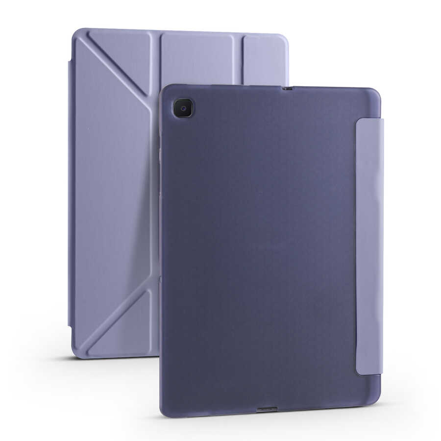 Galaxy Uyumlu Tab A7 10.4 T500 2020 Kılıf Zore Tri Folding Kalem Bölmeli Standlı Kılıf-Mor