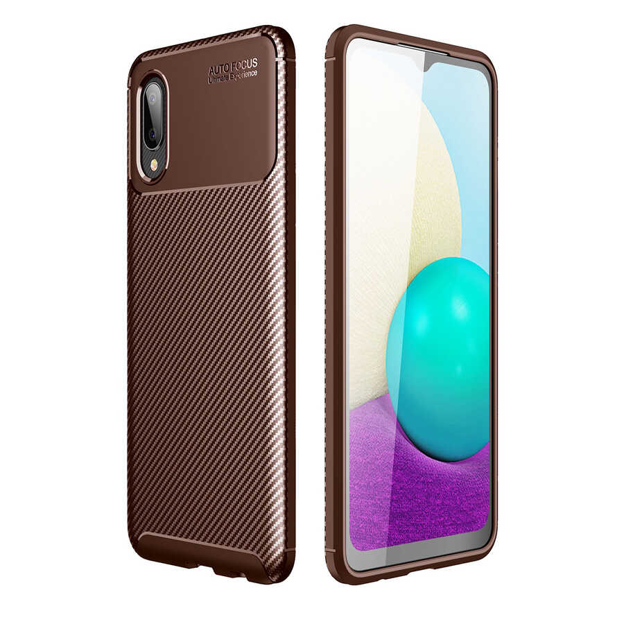 Galaxy Uyumlu A02 Kılıf Zore Negro Silikon Kapak-Kahverengi