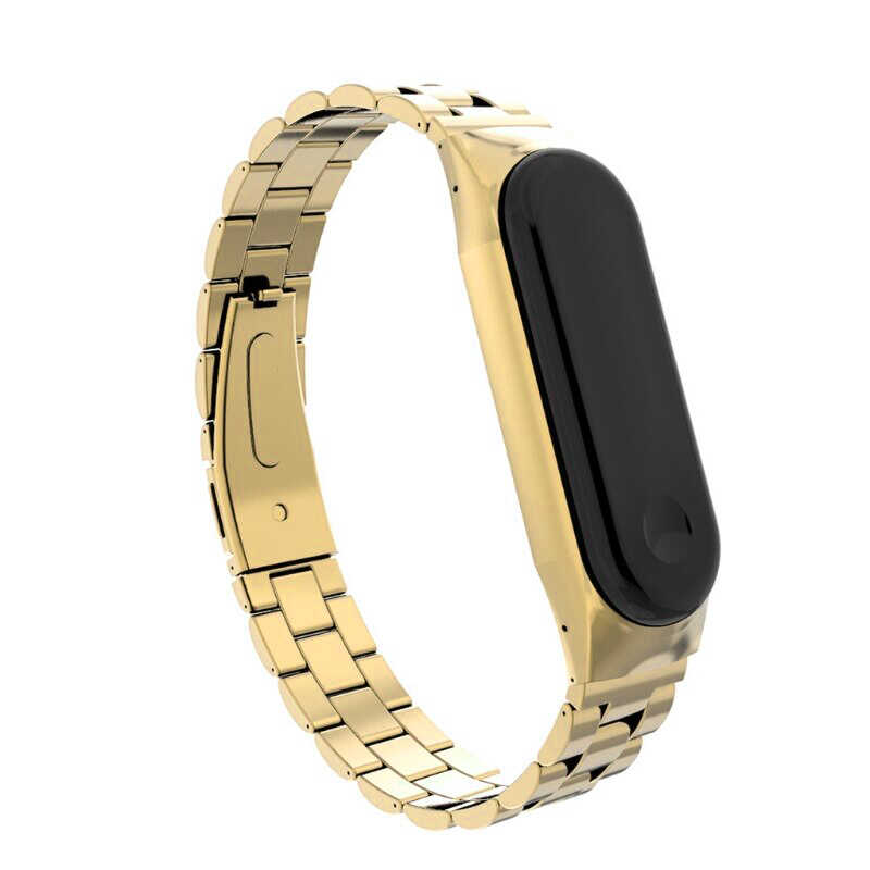 Xiaomi Uyumlu  Mi Band 6 KRD-04 Metal Kordon-Gold