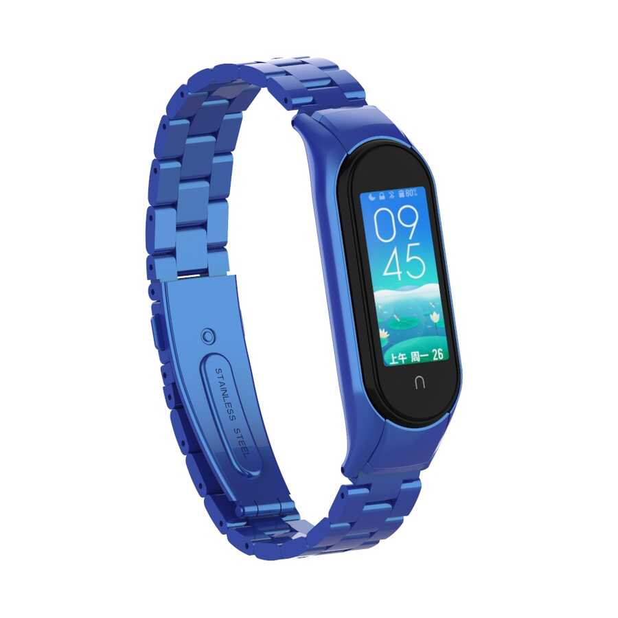 Xiaomi Uyumlu  Mi Band 6 KRD-04 Metal Kordon-Lacivert