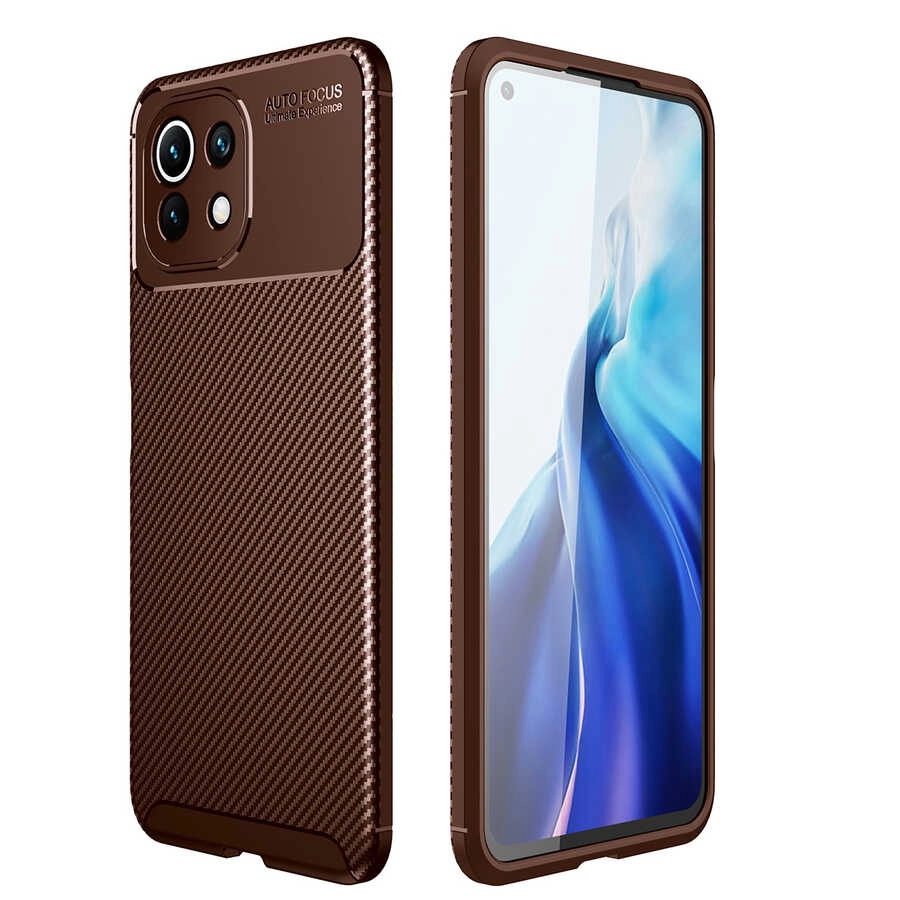 Xiaomi Uyumlu  Mi 11 Lite Kılıf Zore Negro Silikon Kapak-Kahverengi