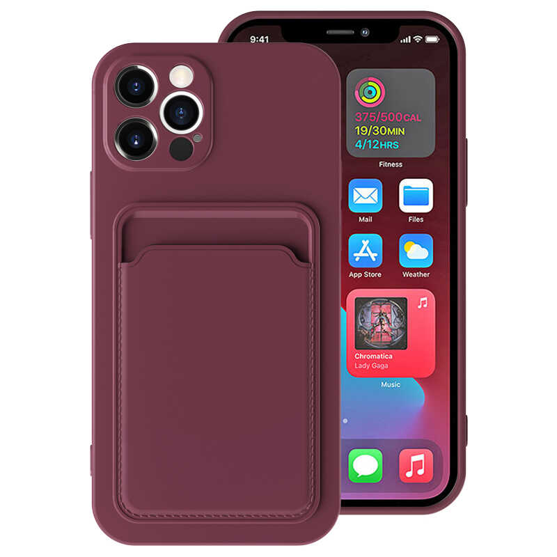 iPhone Uyumlu 12 Pro Kılıf ​​Zore Ofix Kapak-Mürdüm