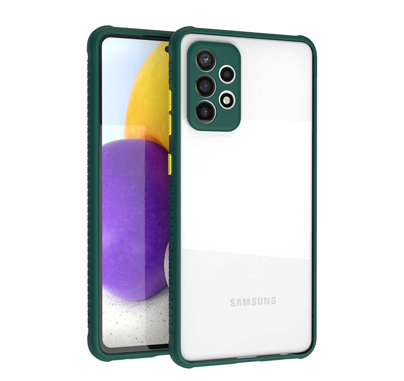 Galaxy Uyumlu A72 Kılıf ​​Zore Kaff Kapak-Koyu yeşil