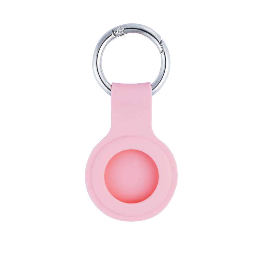 ​Zore Airtag Uyumlu 01 Silikon Anahtarlık-Pembe açık