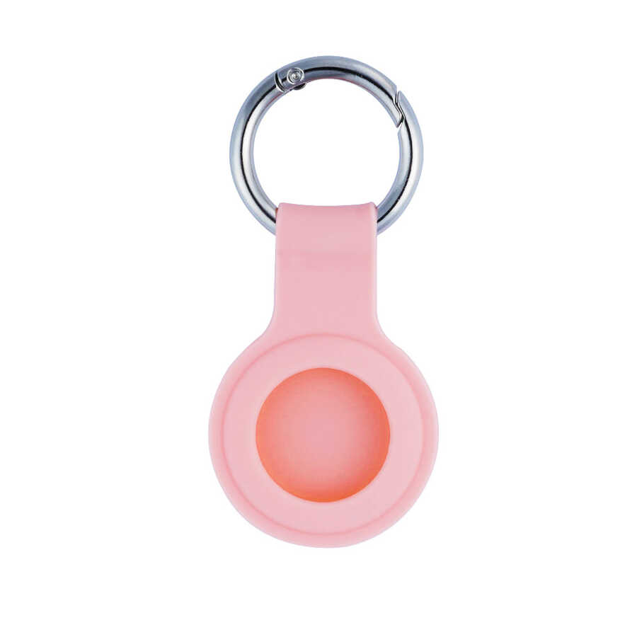 ​Zore Airtag Uyumlu 01 Silikon Anahtarlık-Pembe