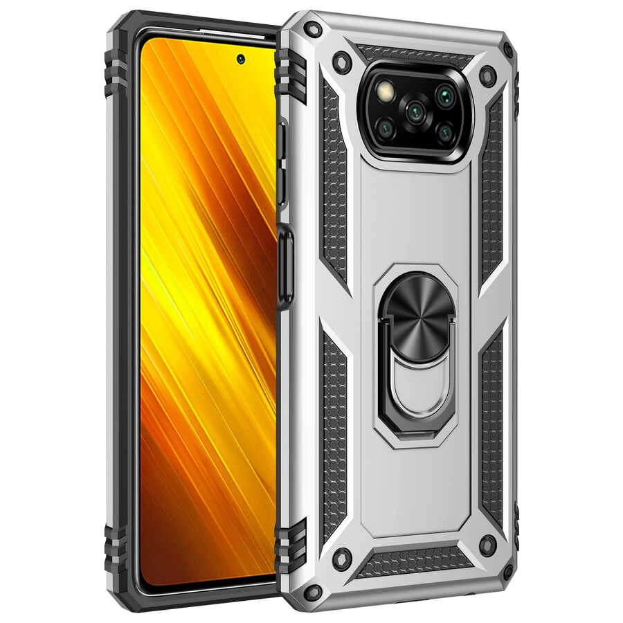 Xiaomi Uyumlu  Poco X3 Kılıf Zore Vega Kapak-Gri