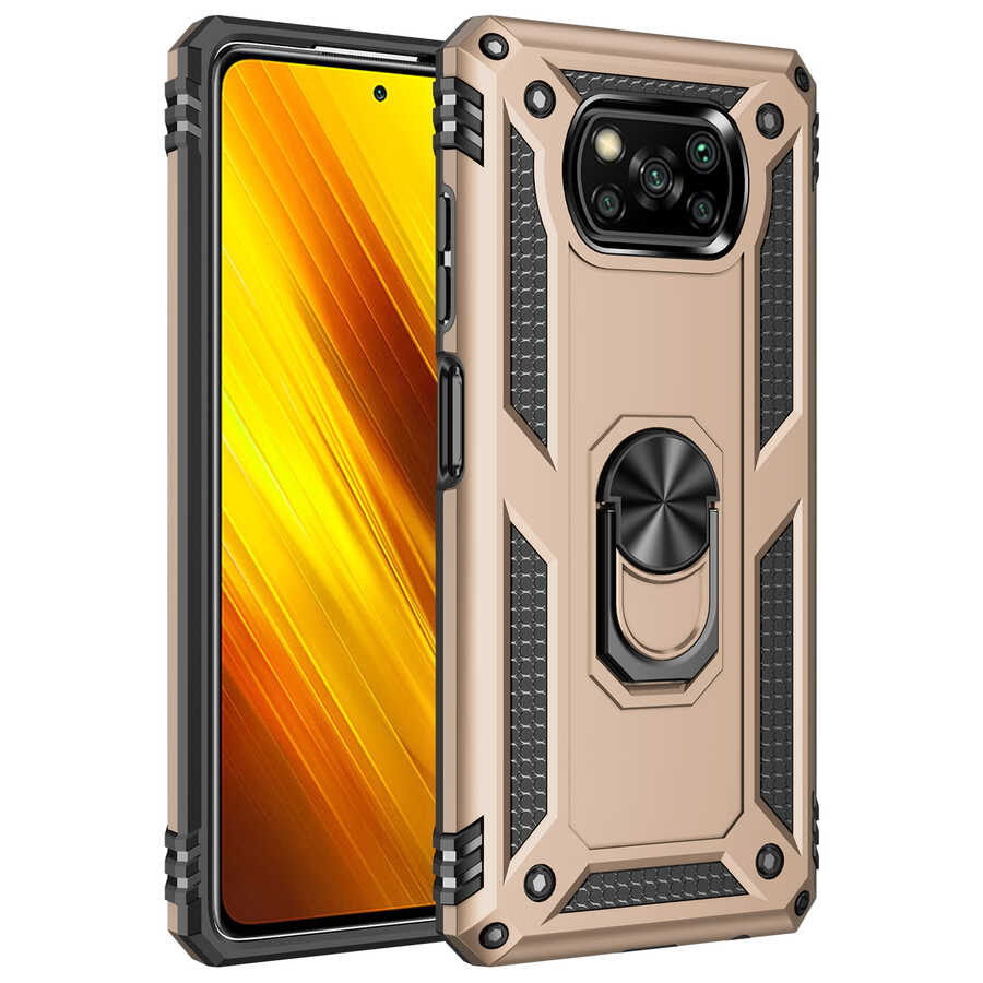 Xiaomi Uyumlu  Poco X3 Kılıf Zore Vega Kapak-Gold