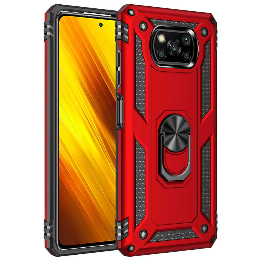 Xiaomi Uyumlu  Poco X3 Kılıf Zore Vega Kapak-Kırmızı